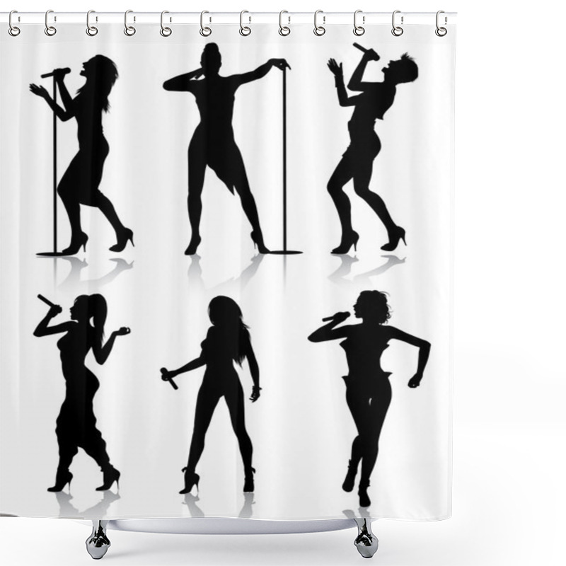 Personality  Female Singers Silhouette Set Shower Curtains