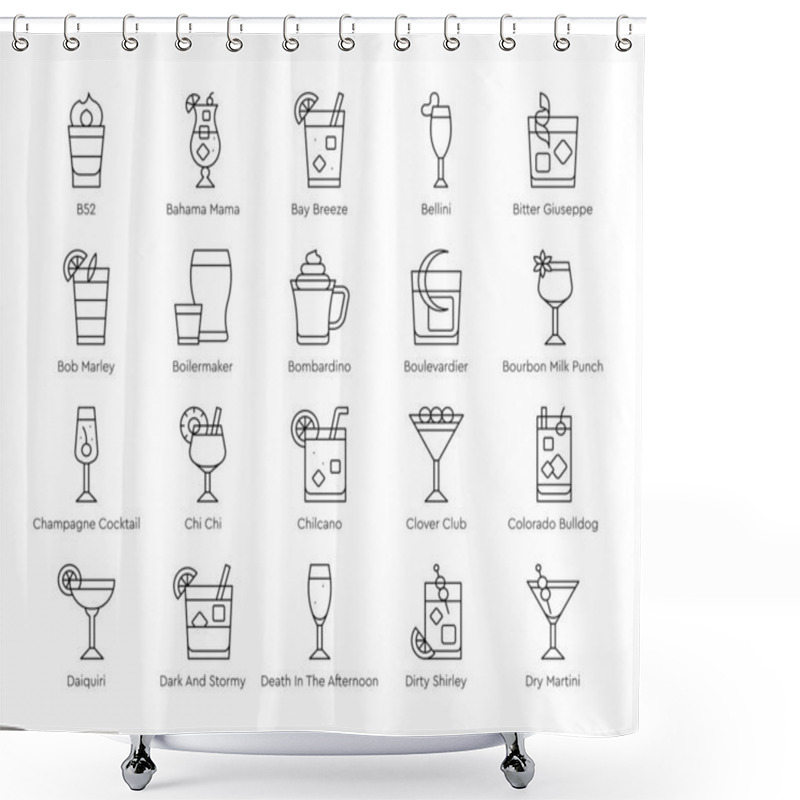 Personality  Cocktail Icon Set 2,  Alcoholic Mixed Drink Vector Illustation Shower Curtains