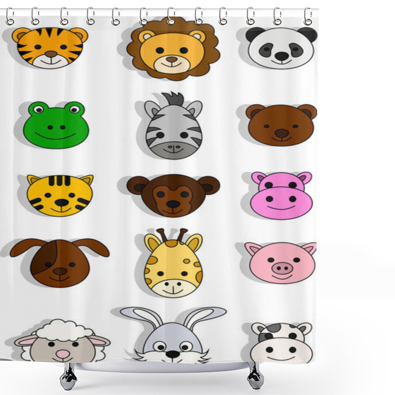 Personality  Illustration Of A Cute Animal Head Shower Curtains