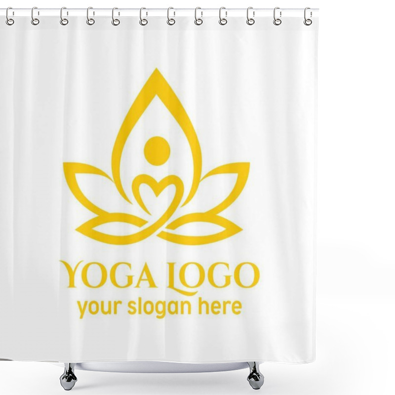 Personality  Lotus Yoga With Love Women Logo Vector Design Exclusive Design Inspiration Shower Curtains