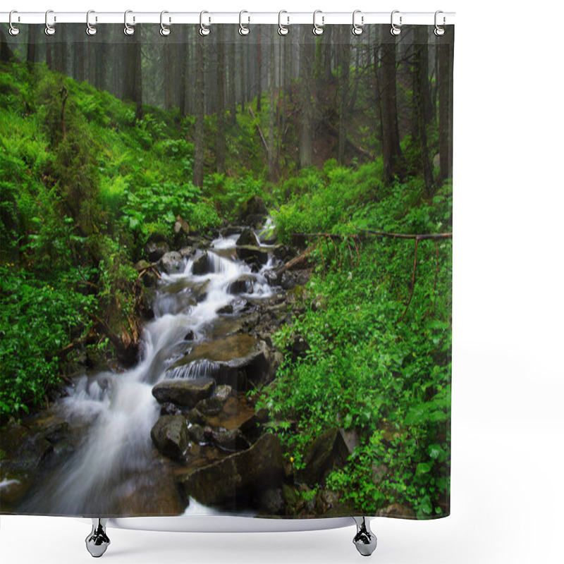 Personality  River In The Woods Shower Curtains