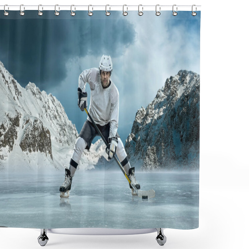 Personality  Ice Hockey Player In Action Shower Curtains