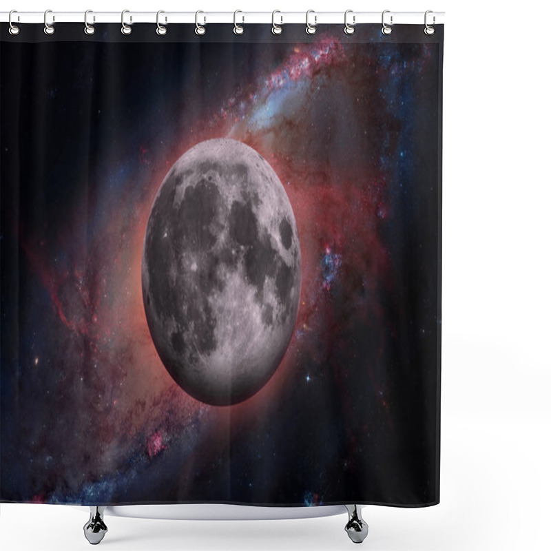 Personality  Earths Moon. Outer Space Background. Shower Curtains