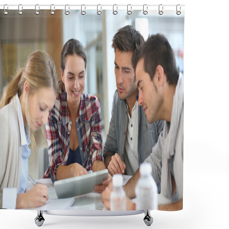 Personality  Students With Tablet Shower Curtains