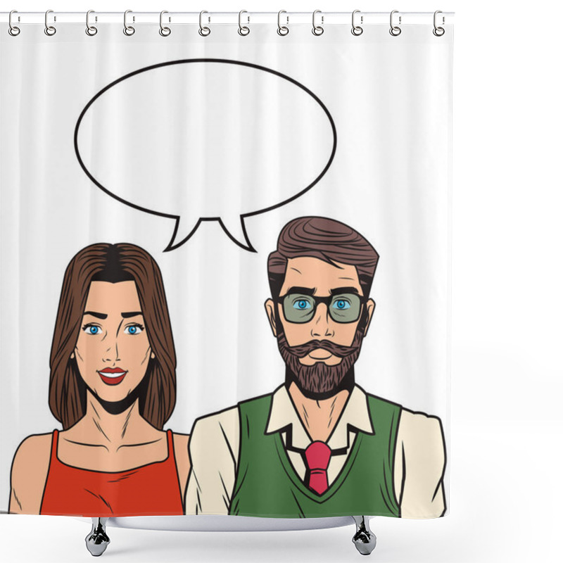 Personality  Pop Art Couple Cartoon Shower Curtains