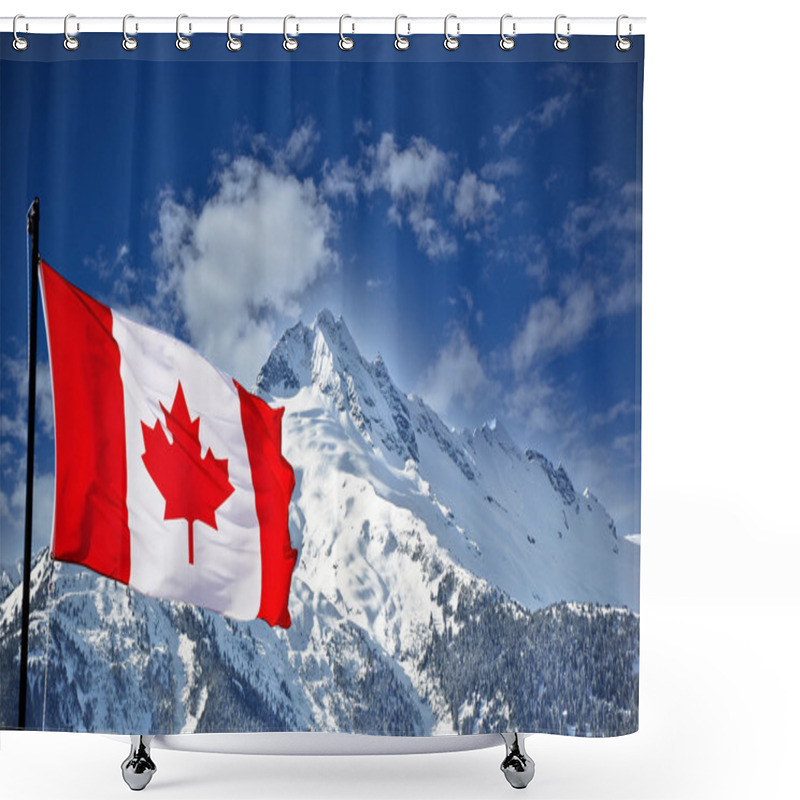 Personality  Canada Flag And Mountains Shower Curtains