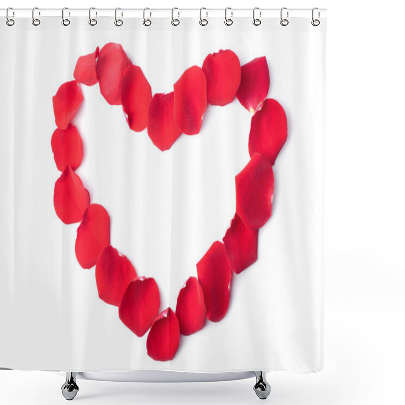 Personality  Heart Of Red Rose Petals Isolated Shower Curtains