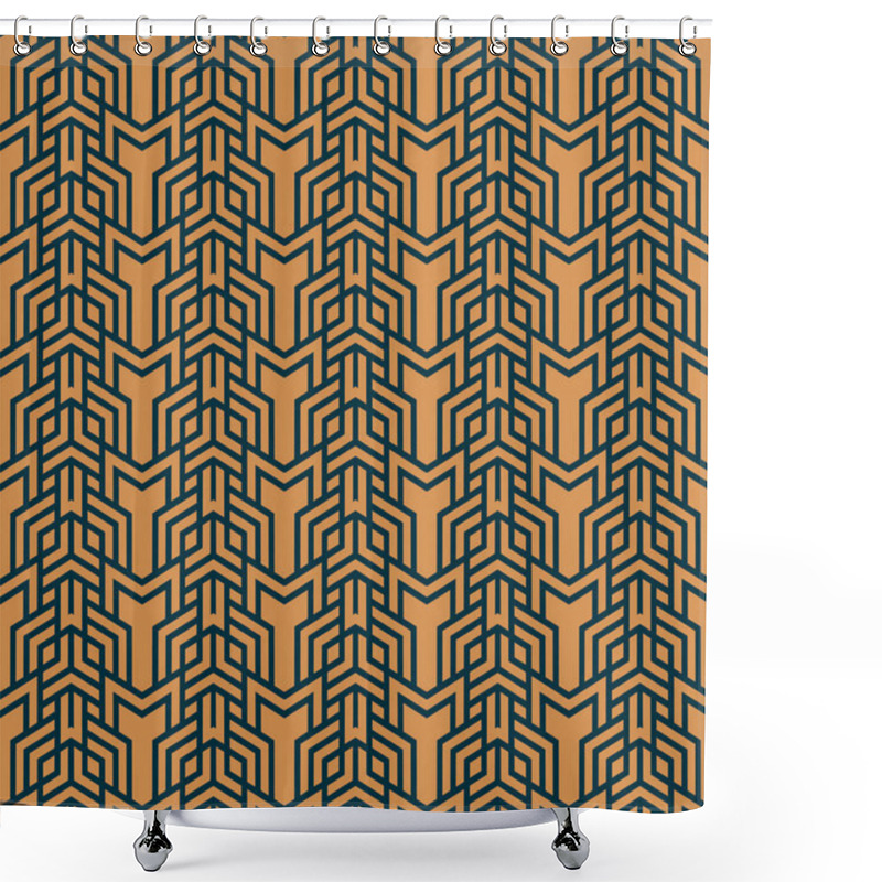 Personality  Vector Seamless Pattern. Modern Stylish Abstract Texture. Repeating Geometric Tiles From Striped Elements Shower Curtains