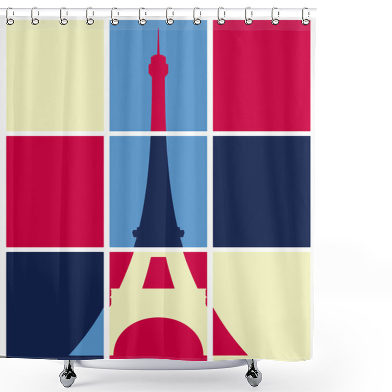 Personality  Pop Art. Eiffel Tower Shower Curtains