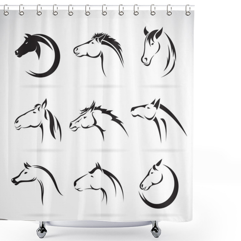 Personality  Vector Group Of Horse Head Design On White Background. Shower Curtains