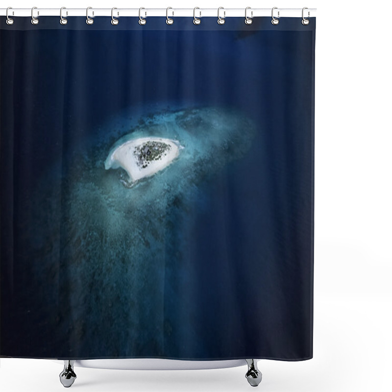 Personality  Pacific Ocean, Fiji Islands, Aerial View Of A Small Tropical Reef Island - FILM SCAN Shower Curtains