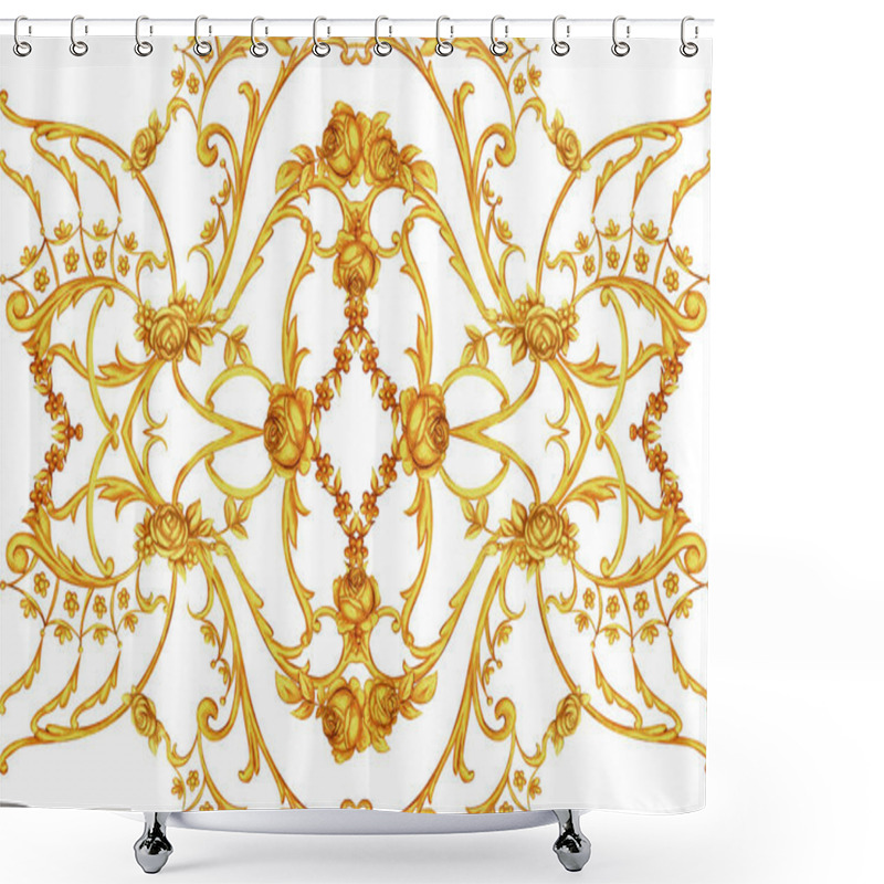 Personality  Rococo Intricate Panel With Floral Elements Shower Curtains