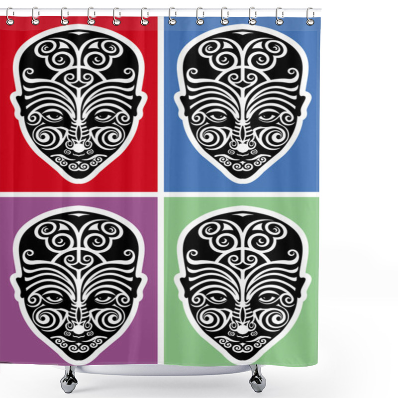 Personality  Maori Face Tattoo Shower Curtains