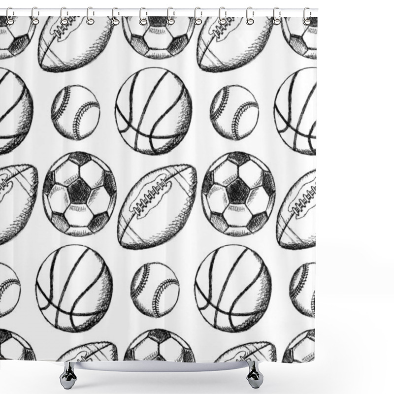 Personality  Soccer, American Football, Baseball And Basketball Ball Shower Curtains