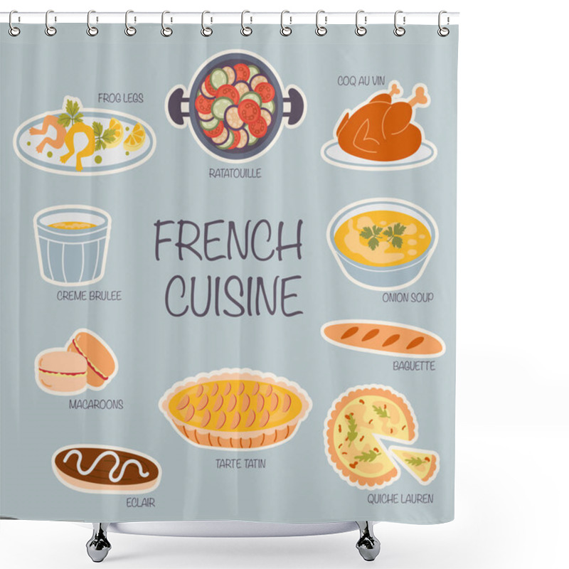 Personality  Collection Stickers Hand Drawn French Cuisine  Shower Curtains