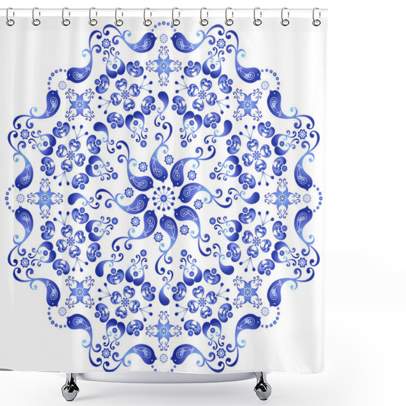 Personality  Decorative Gzhel Plate Shower Curtains