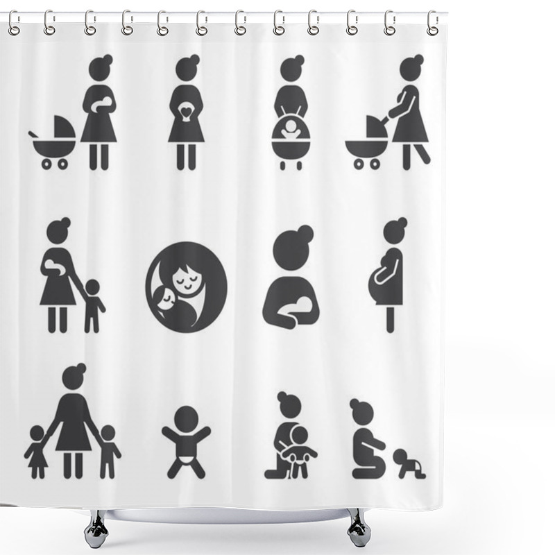 Personality  Morther Icon Set Shower Curtains