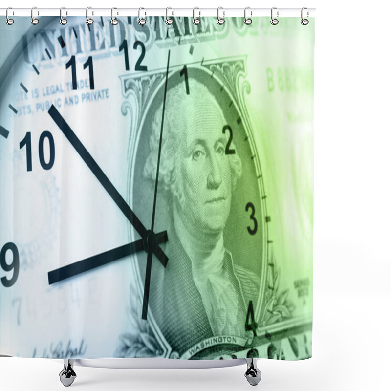 Personality  Clock And Banknote Shower Curtains