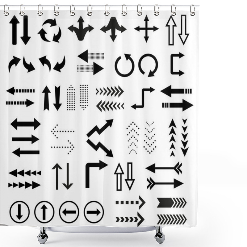 Personality  Set Of Black Arrows On A White Background Shower Curtains