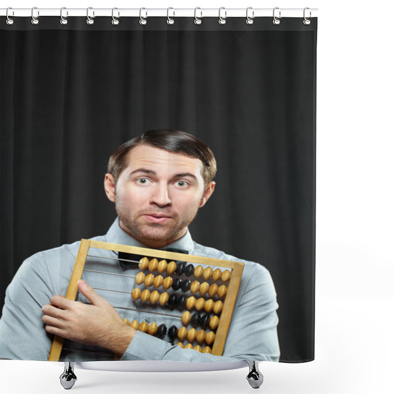 Personality  Accountant Holding An Abacus   Shower Curtains