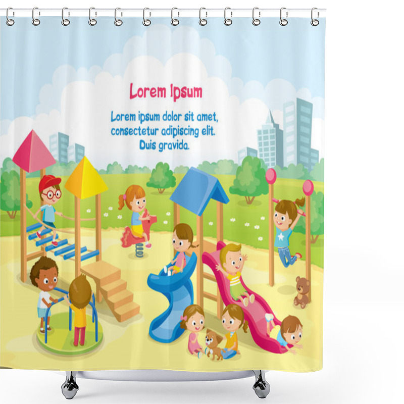 Personality  Children Playing On Playground Shower Curtains