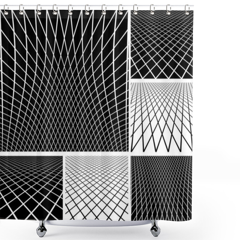 Personality  Lines Latticed Patterns Set. Shower Curtains