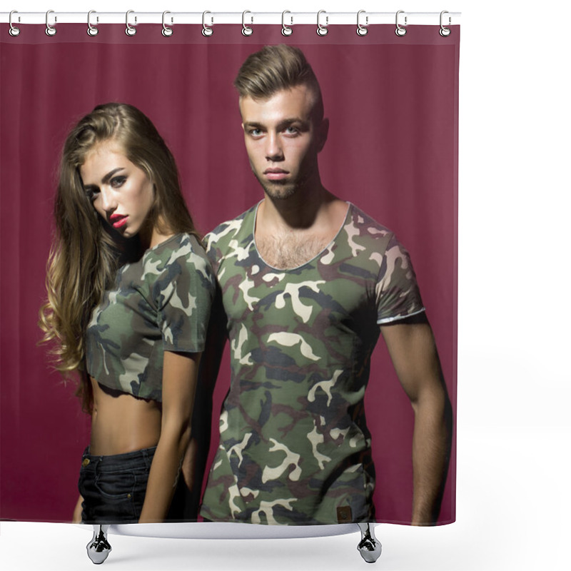 Personality  Cople Of Strong Man And Sexy Girl Shower Curtains