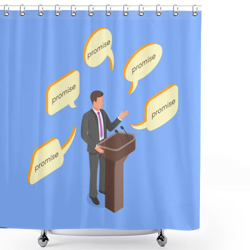 Personality  Isometric 3d Vector Concept Of Politician Giving Empty Promises. Shower Curtains