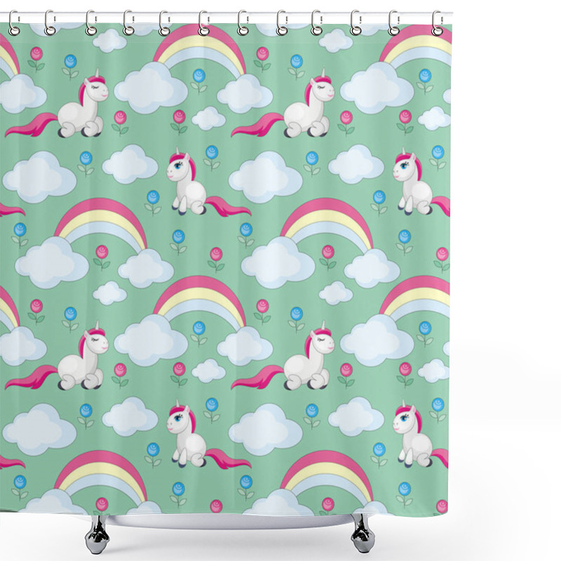 Personality  Unicorns And Meadow Shower Curtains