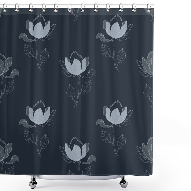 Personality  Soft And Intricate Magnolia Flowers Arranged In A Seamless Pattern, Ideal For Textile And Wrapping Needs. Shower Curtains