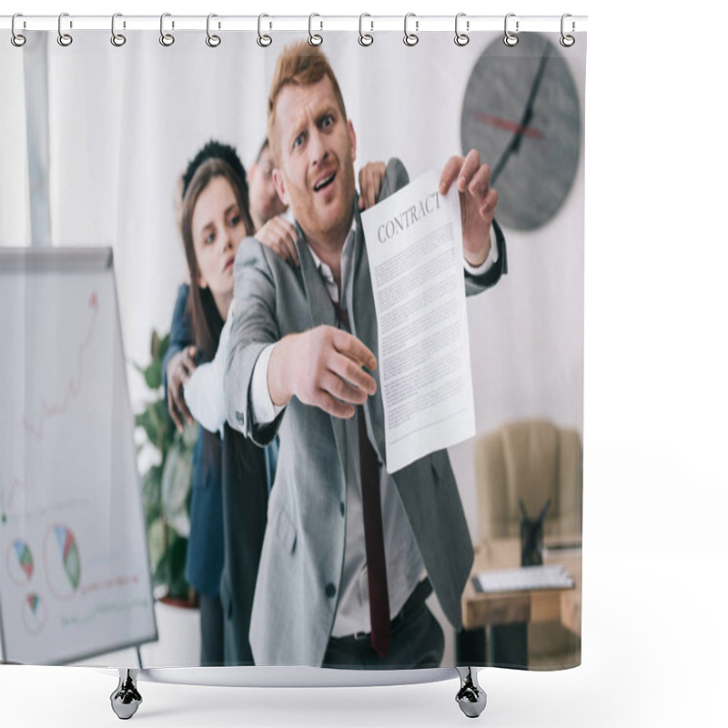 Personality  Zombie Like Standing In Row And Holding Contract At Office Shower Curtains