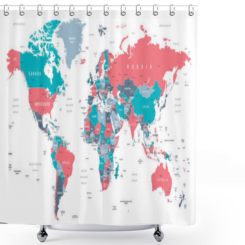 Personality  World Map - Illustration Shower Curtains