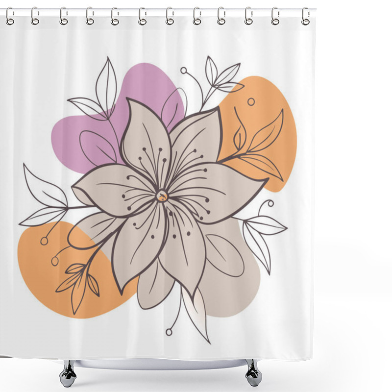 Personality  Minimalist Floral Circle Illustration Shower Curtains