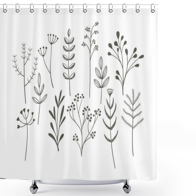 Personality  Doodle Grass Set.  Shower Curtains