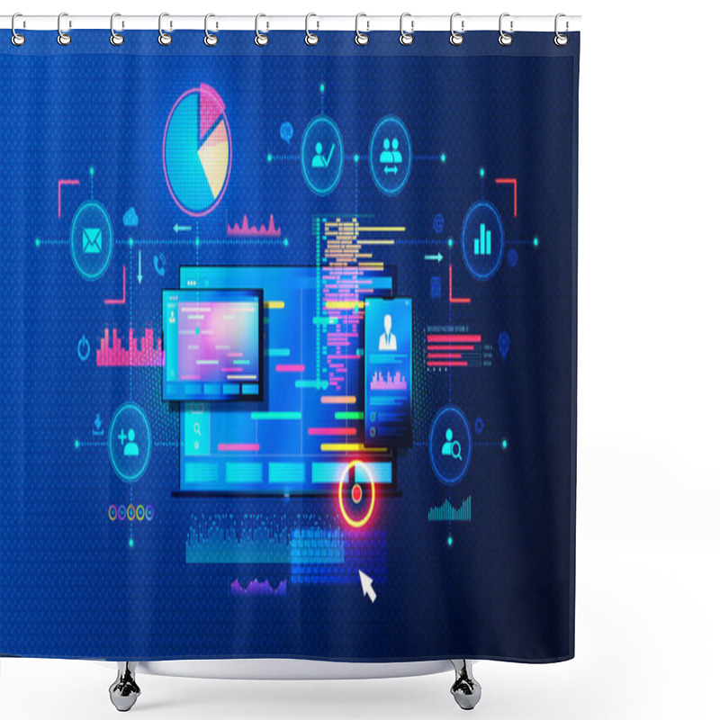 Personality  Process Management Software And Collaborative Work Tools - Digital Solutions That Enable Organizations To Optimize Their Processes - Conceptual Illustration Shower Curtains