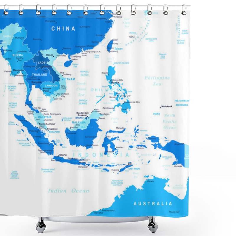 Personality  Southeast Asia - Map - Illustration. Shower Curtains