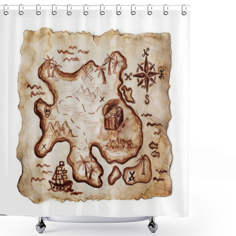 Personality  Old Treasure Map Shower Curtains