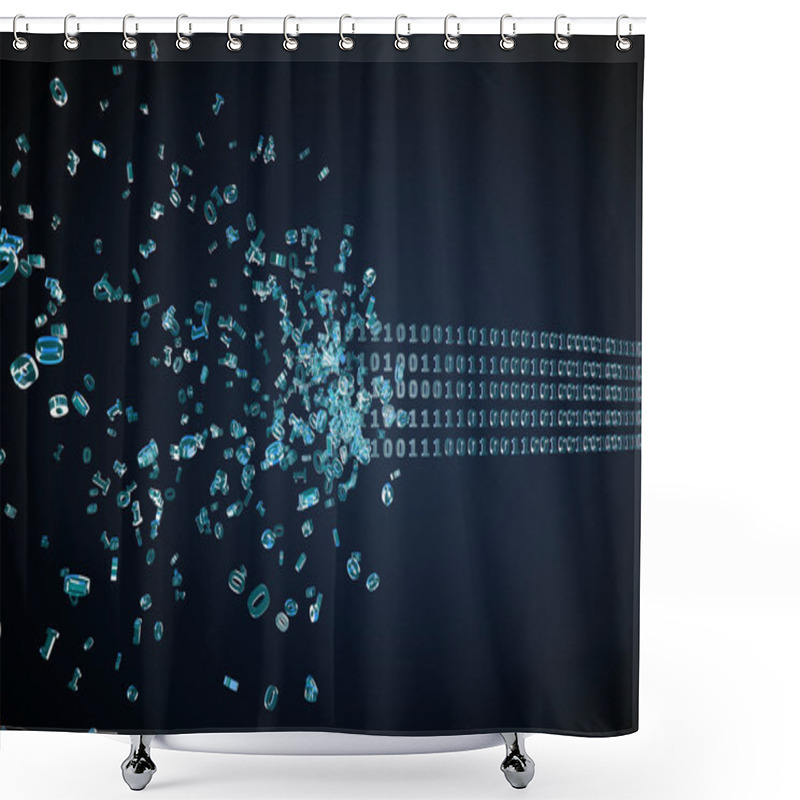 Personality  Flowing Binary Code In The Dark Shower Curtains