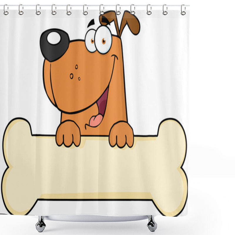 Personality  Cartoon Dog Over Bone Banner Shower Curtains