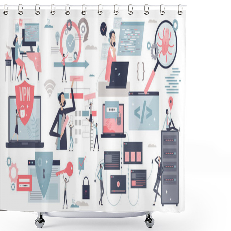 Personality  Coding And Programming Elements For Secure Network Tiny Person Collection Set Shower Curtains