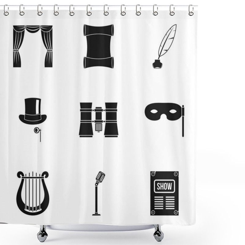 Personality  Concert Icons Set, Simple Style Shower Curtains