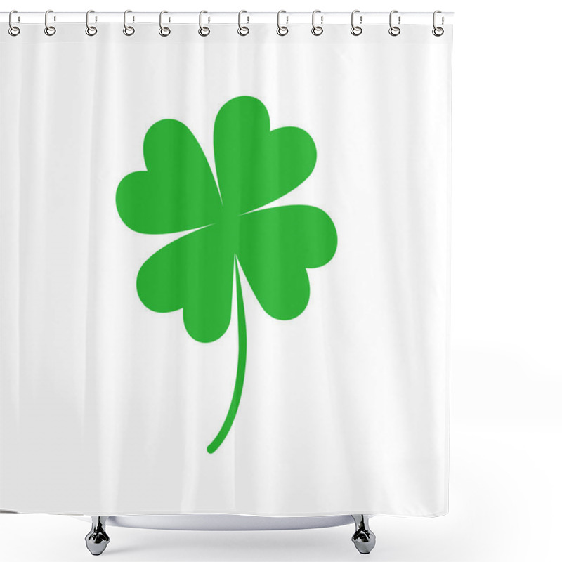 Personality  Vector Image Of A Four-leaf Clover Icon For Good Luck. Green Leaf. Single Element Shower Curtains