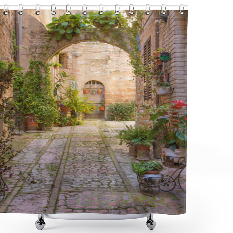 Personality  Street With Stone Arch Decorated With Plants (Spello) Shower Curtains