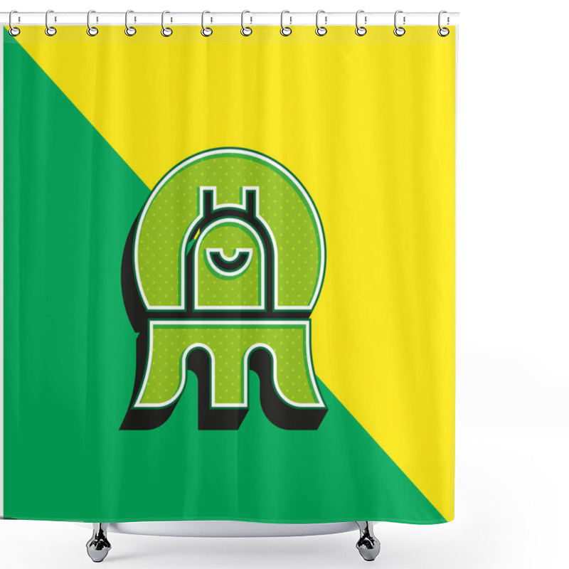 Personality  Alien Green And Yellow Modern 3d Vector Icon Logo Shower Curtains