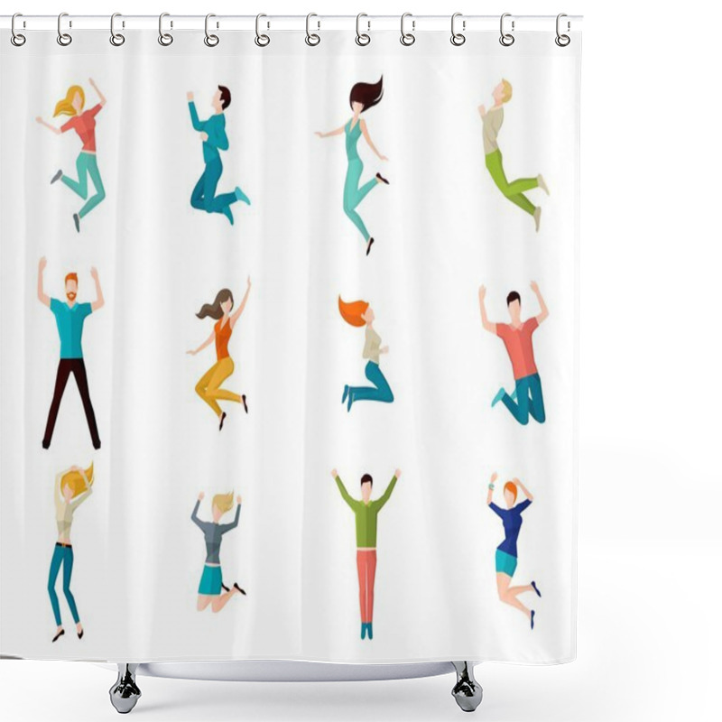 Personality  Jumping People Set Shower Curtains