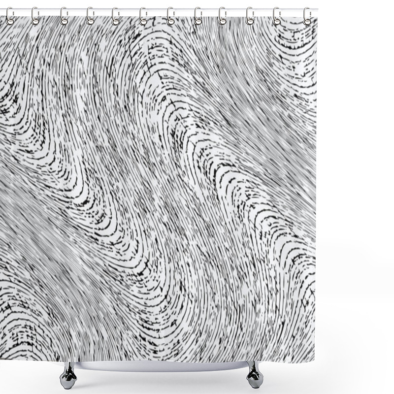 Personality  Black Ink Swirls Gracefully On Paper, Creating A Captivating Abstract Design. Shower Curtains