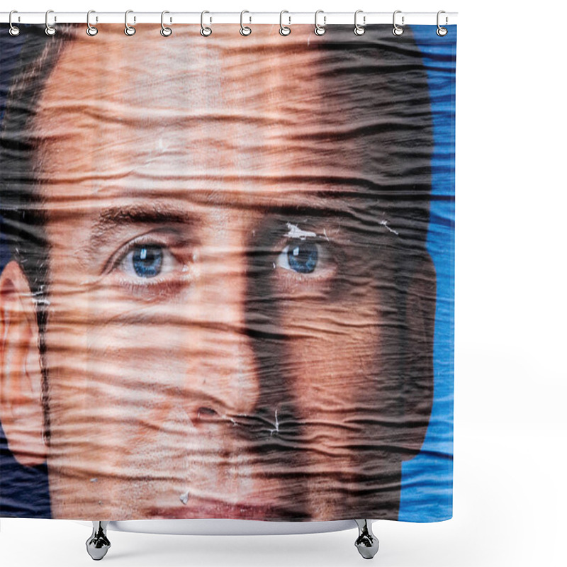 Personality  Emmanuel Macron Portrait During Second Round French Presidential Shower Curtains