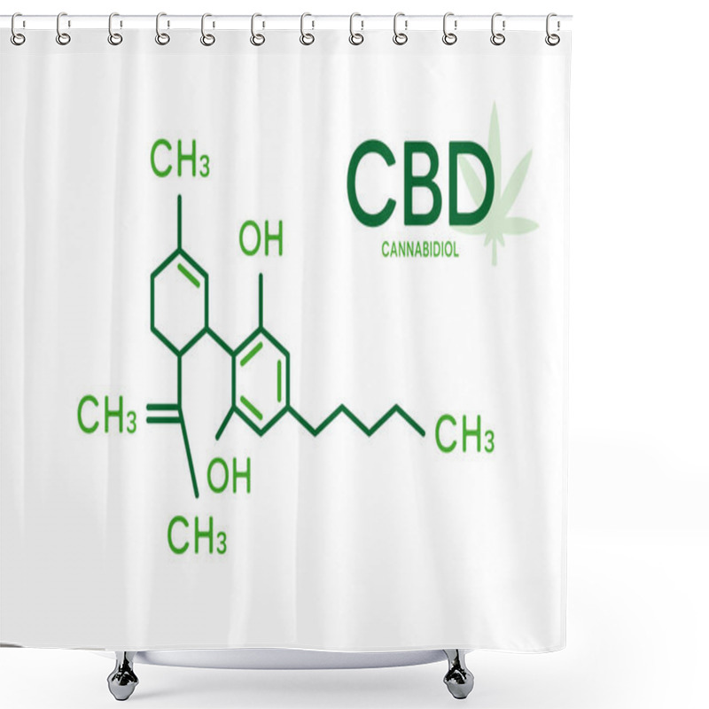 Personality  CBD Molecular Formula. Cannabidiol Molecule Structure On White Background. Shower Curtains