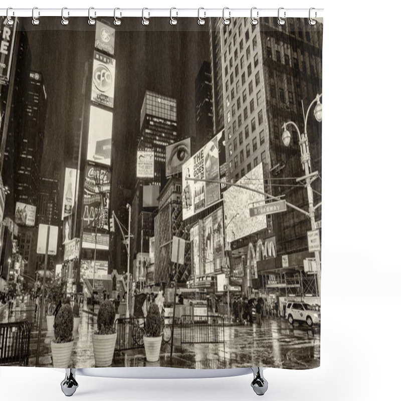 Personality  Night Times Square In New York Shower Curtains