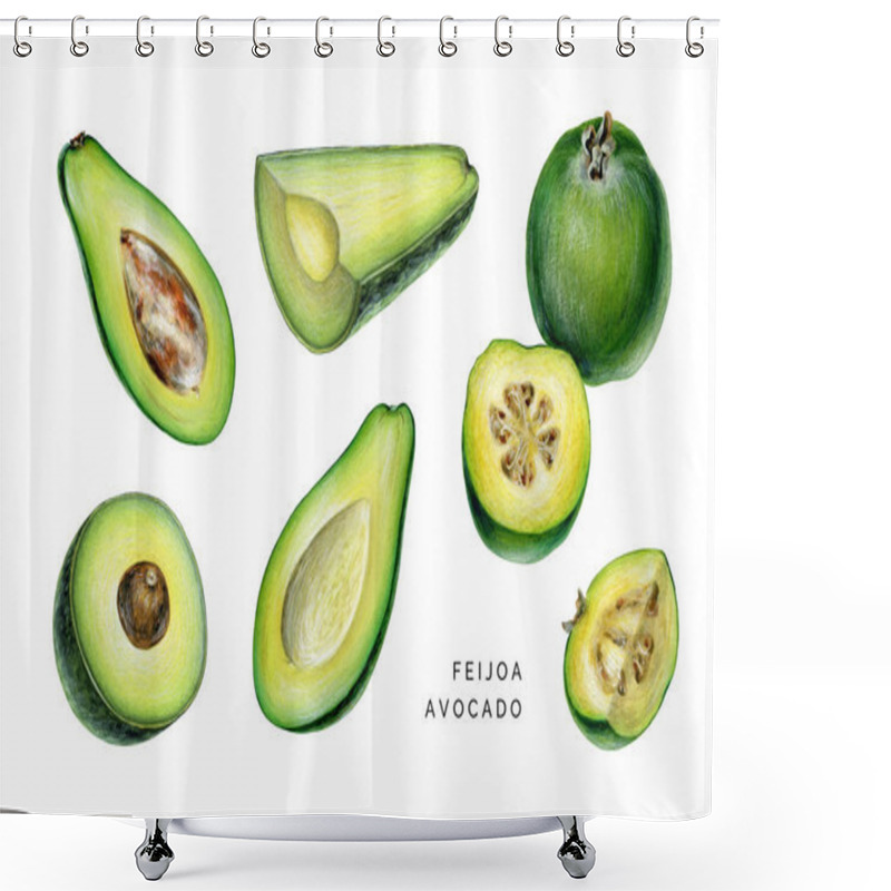 Personality  Set Of Avocado And Feijoa. Shower Curtains